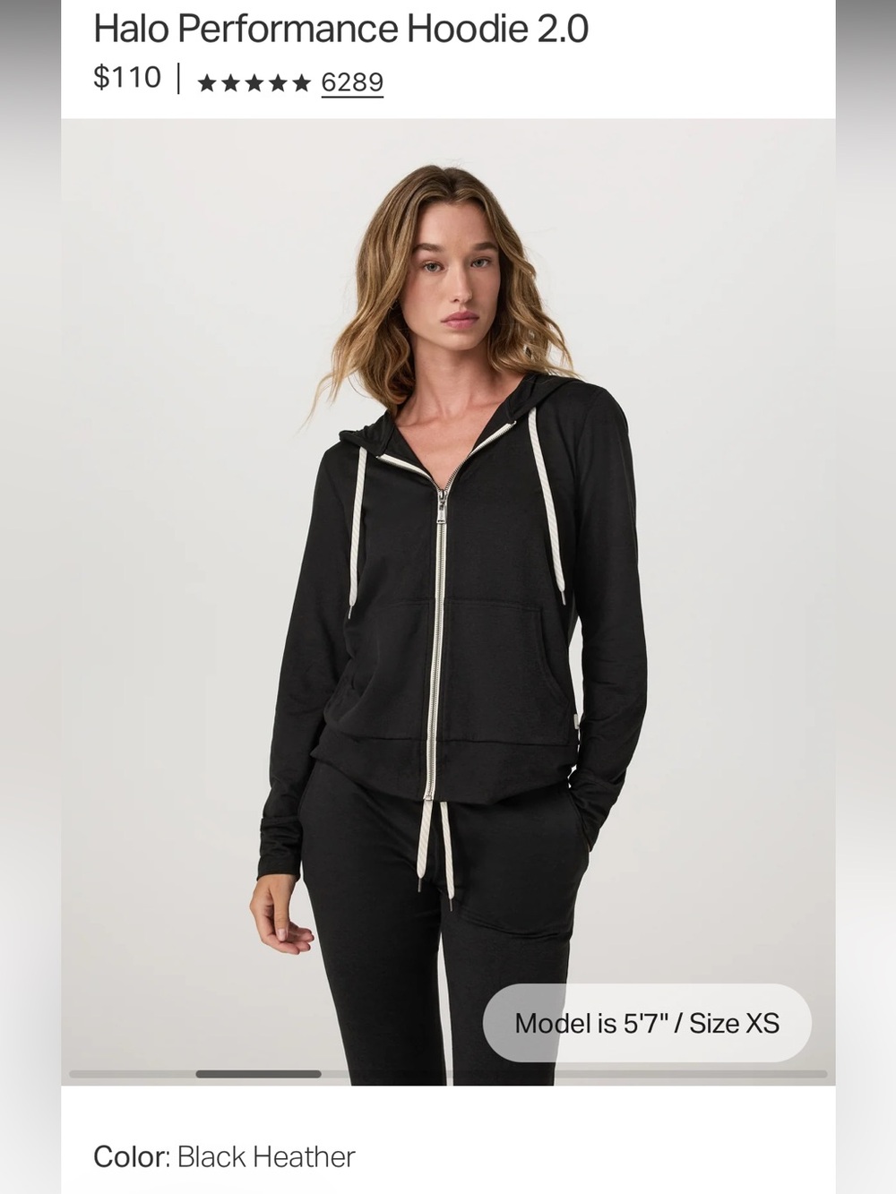 Vuori women’s halo performance hoodie black heather size small